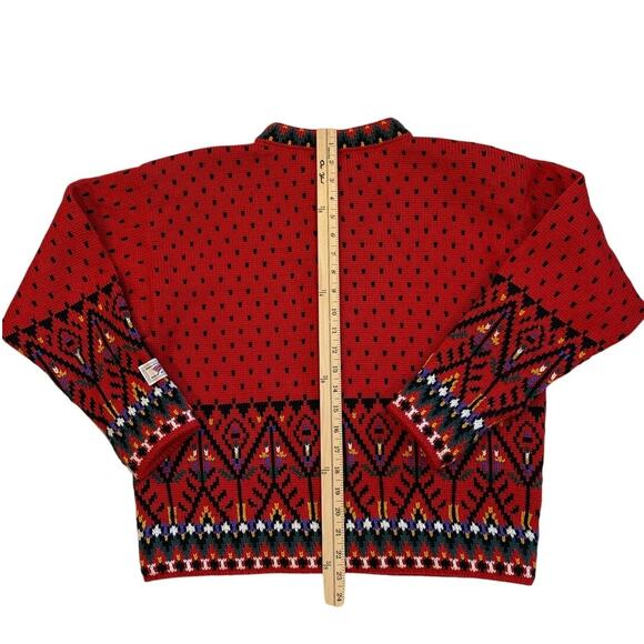 Vtg Dale Of Norway Cardigan Sweater Womens Sz Medium Red Fair Isle Scandinavian - Picture 8 of 10
